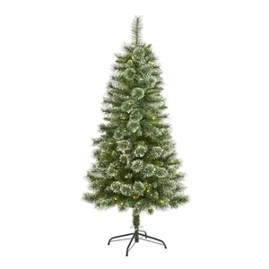 5’ Wisconsin Slim Snow Tip Pine Artificial Christmas Tree with 150 Clear LED Lights