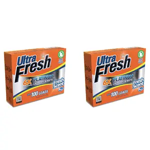 Ultra Fresh Platinum 6X Laundry Detergent Sheets with Fresh Scent, Set of 2 Box Household