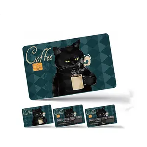 Cartoon Cat Pattern Credit Card Skin Vinyl No Residue Sticker, Ultra-thin Waterproof Anti-scratch Card Sticker, Personalized Bank Card Decorative Sticker, Decal Sticker