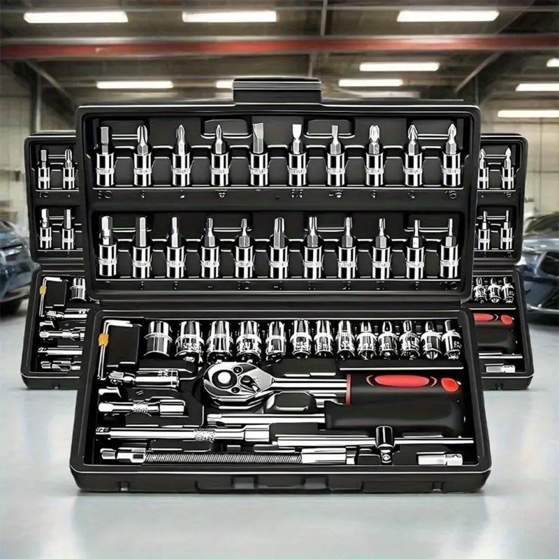 53/46 Piece Metric Wrench Socket Set With Ratchet And Extension Rod, Screwdriver Bit - A Multifunctional Metal Tool Set For DIY And Car Repair With Storage Case,2026 Christmas Gift,MGifts for Men,dad