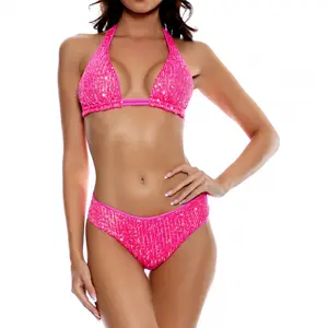 2026 Women Sequin Two Piece Bikini Set Sexy Fashion Swimwear Bathing Suit for Summer Beach Pool Party