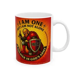 I Am One - Soldier in God’s Army (Red & Gold) Ceramic Coffee Mug