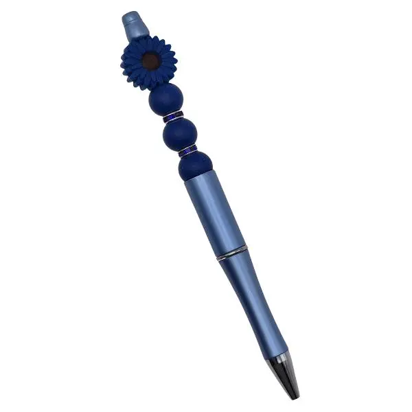 Indigo Doodle Pen-3, Refillable Office Writing Tool with Silicone Beads, Handmade Craft for Spring Vibes, Smooth Write Office Stationery Supplies