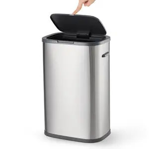 🗑️ 55L Pop-Up Trash Can—massive capacity, fingerprint-proof, one press, lid pops open.