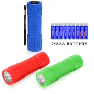 3packs 9-LED Super Bright Mini LED Flashlights with White Light - Handheld Torch Lights ，Youngsters,Night reading Design Green
