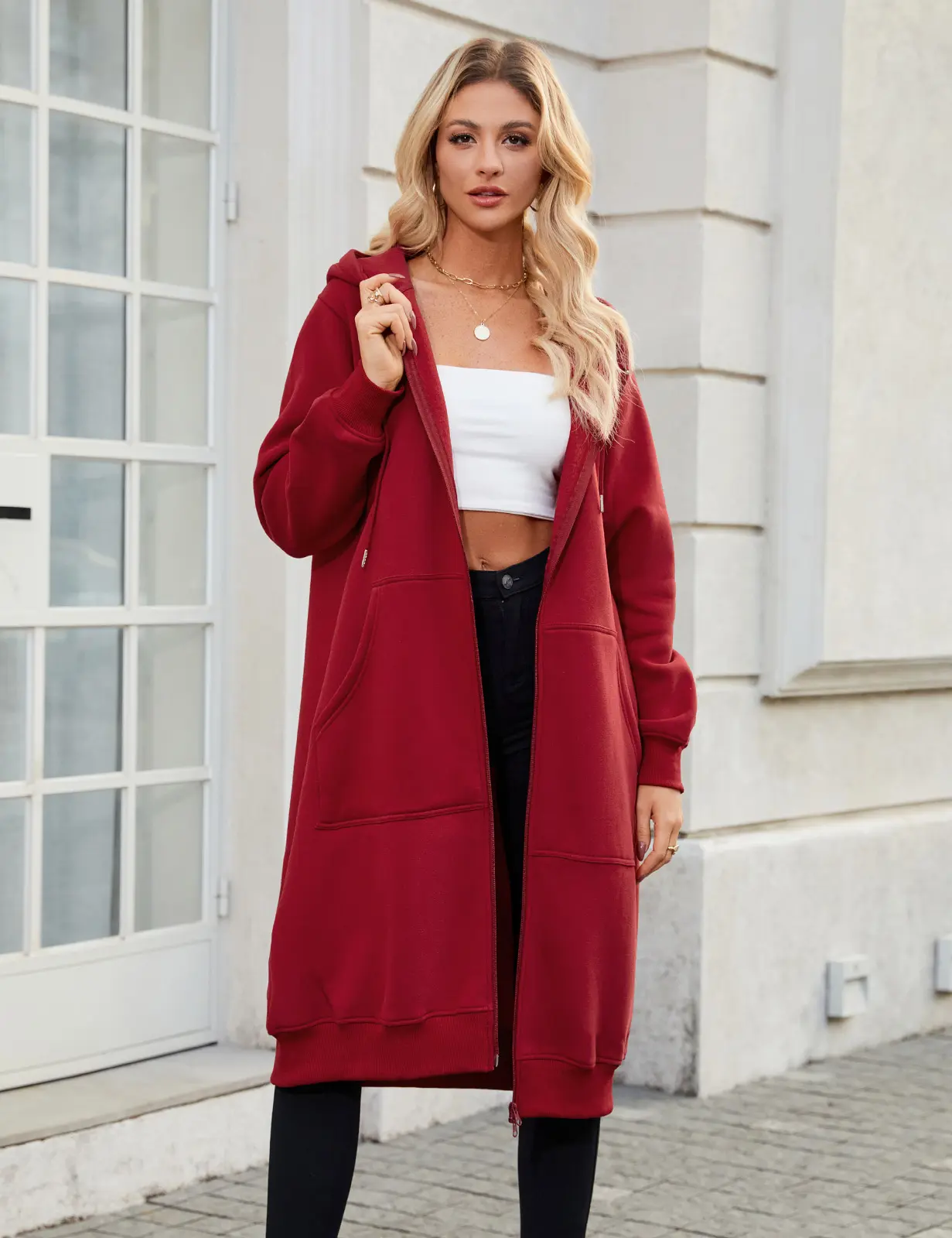 HEEKPEK Women Casual Zip up Fleece Hoodies Tunic Sweatshirt Long Hoodie Jacket Cotton Long Sleeve fitted striped knitwear, Cardigan, Zipper, Everyday