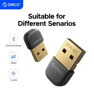 ORICO USB Bluetooth Adapter–30M Range, 3Mbps Speed, Bluetooth 6.0 Dongle Receiver EDR & BLE, Windows 8.1/10/11 Compatible, Supports Headphones, Keyboard, Mouse, Speakers & Printers（BTA-60）