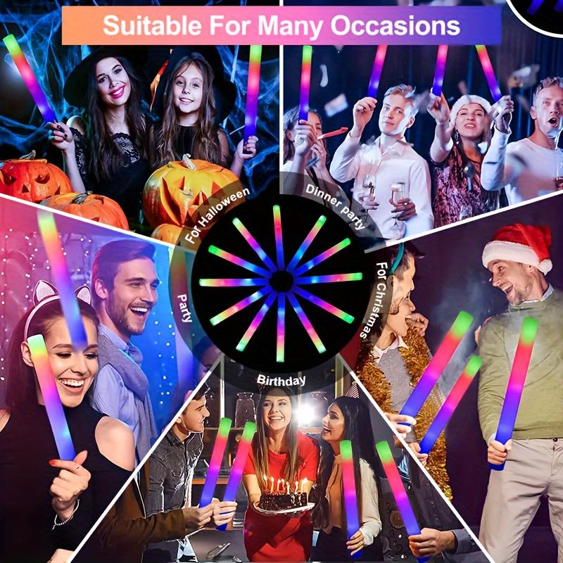 142 Pieces Light Up Party Set: 12 Pieces Foam Light Up Sticks, 12 Pieces LED Glasses, 100 Pieces Light Up Sticks, 12 Pieces Finger Lights, 6 Pieces Light Up Headbands for Weddings, Concerts, Raves, Birthday Parties, Mother's Day Decorations Colorful