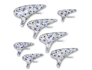 STL Ocarina Professional Porcelain Ocarina Set of 7 Blue & White Porcelain 12-Hole Ocarinas - Gift for Ocarina Players - Gift for Professional Musicians - Gift for Band  - Full Range of Ocarinas  - Instrument Collector