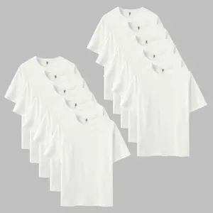 Unisex Solid All White 10-Pack Crew Neck