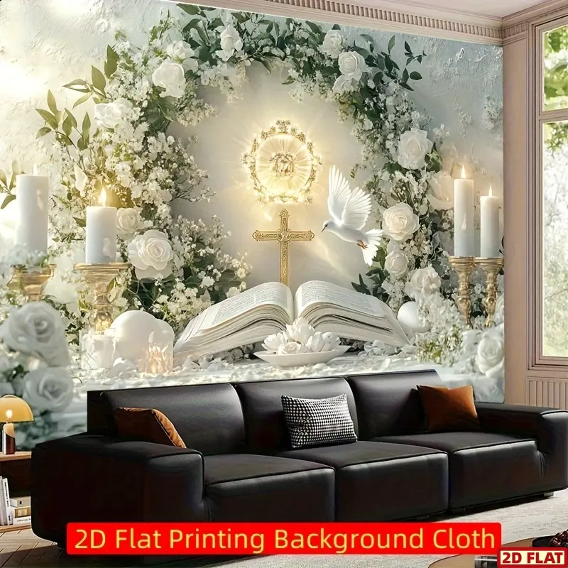 2D Banner, Party Decoration Supplies, Party Decorations Banners, 1pc Polyester party banner, The First Communion design, First Holy Communion Photography Background, Wall Hanging Backdrop, Youngsters Showers & Celebrations