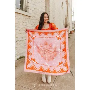 Pink Red Bootstitch Printed Wild Rag