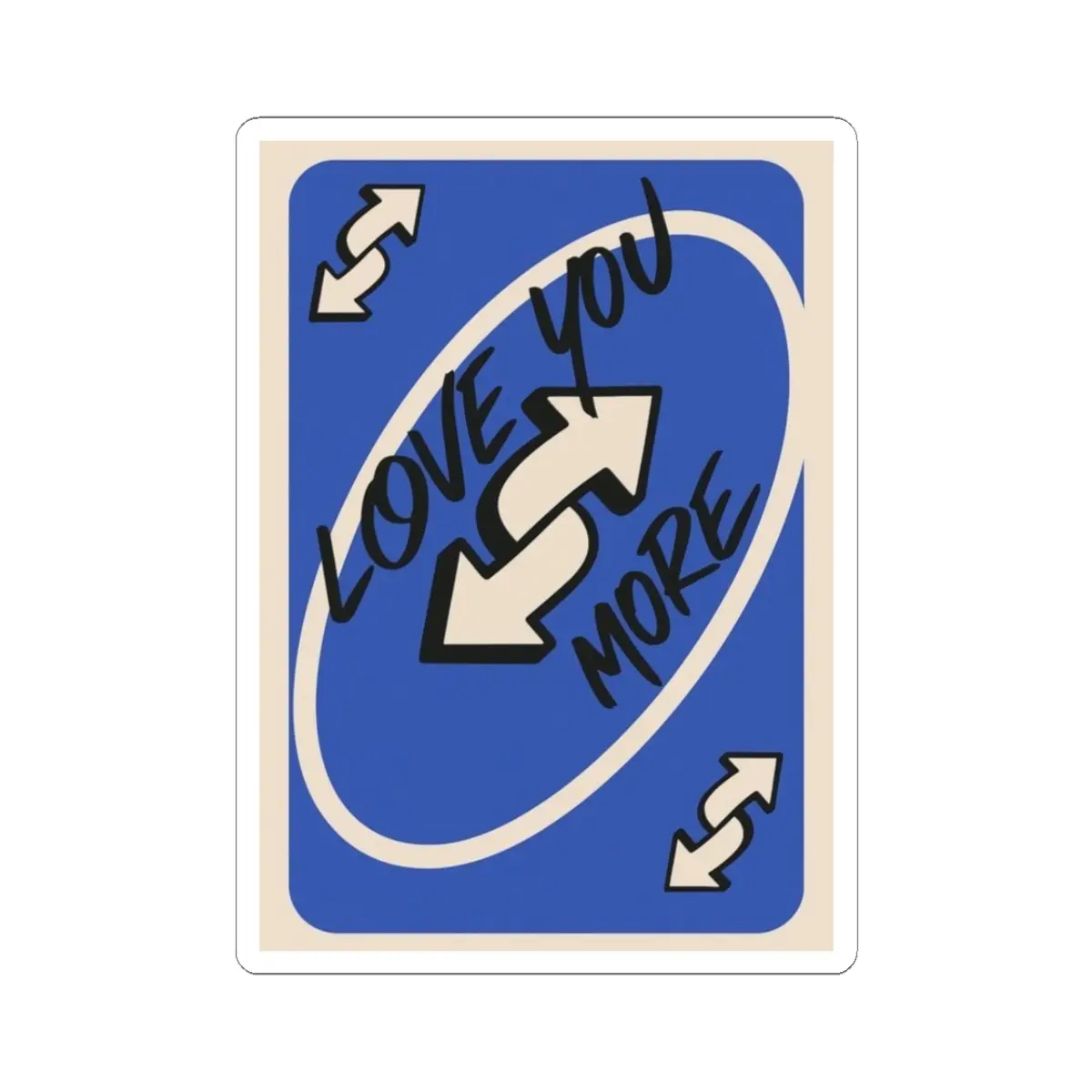 Love You More arrows sticker | Kiss-cut sticker, blue retro design