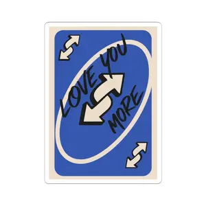 Love You More arrows sticker | Kiss-cut sticker, blue retro design