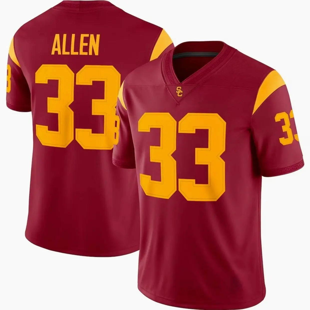 Unisex Football 33 Allen USC Trojans Team Game Football Jersey - Cardinal