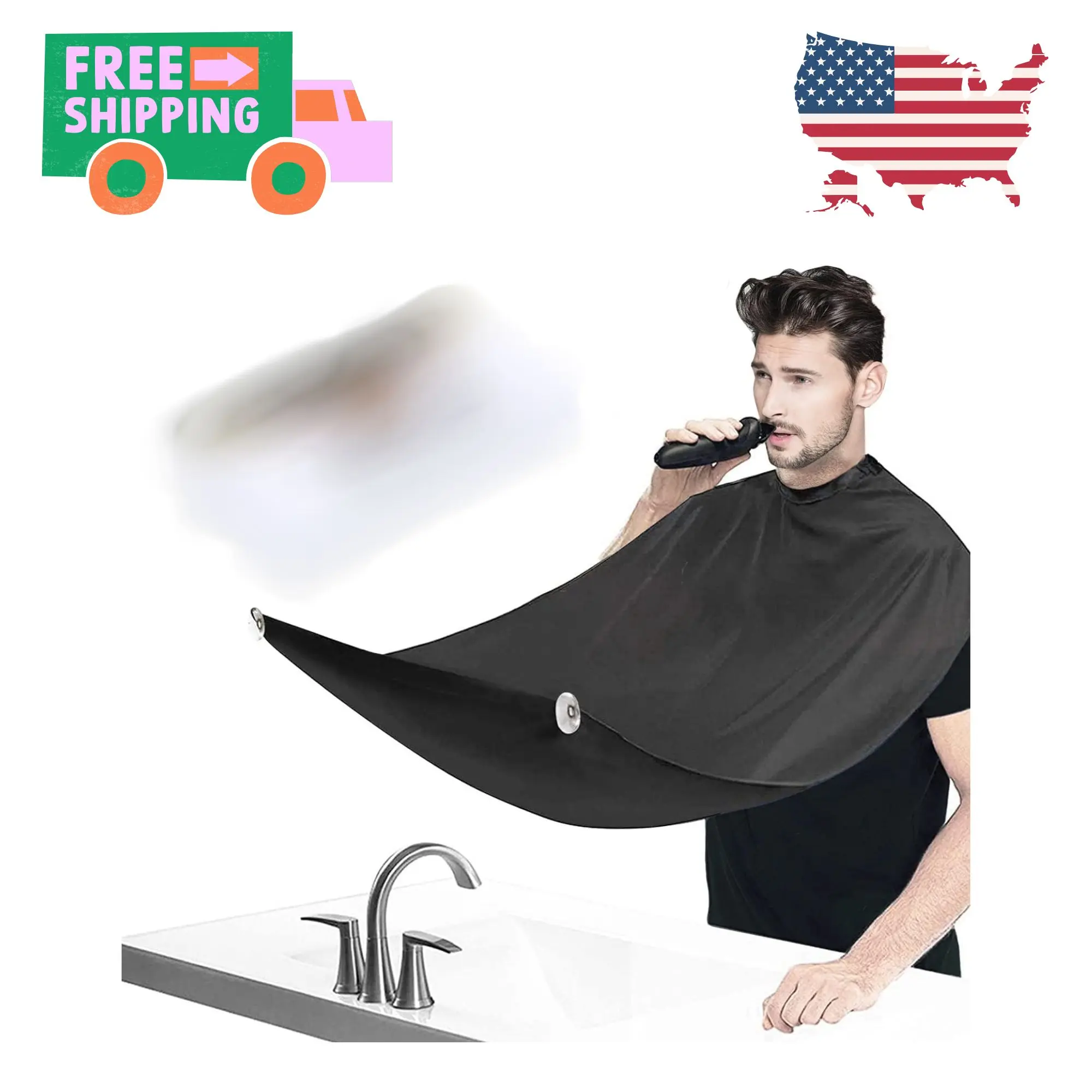 Beard Bib Apron, Beard Trimming Catcher for Men Shaving Hair Clippings