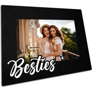 Wooden Picture Frame For 4"X6" For Besties, Minimalism Black Tabletop And Wall Decor, Gifts For Sister   Besties, Farmhouse  Living Room Office &  Decor - B07