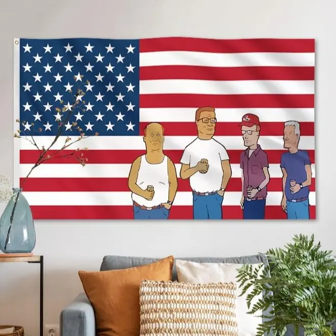 King of the Hill TV Show Wall Tapestry, 3x5 Ft Funny Cave Design with Brass Grommets, American Home Decor Decoration Items for Living Room Bedroom Office