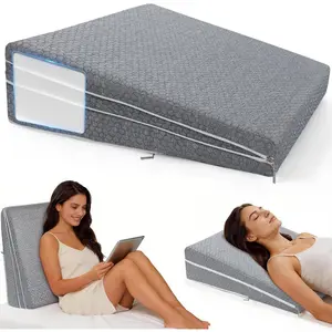 Bed Wedge Pillow for Sleeping, Ergonomic Elevated Pillow for Sleep Apnea Acid Reflux GERD Snoring After Surgery Recovery Pregnancy, Leg/Neck/Back Pain (Grey)