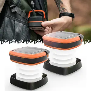 ISUNMEA Solar Camping Light, foldable LED solar USB rechargeable lantern flashlight, emergency hanging light, perfect for camping, hurricanes, power outages, indoor and outdoor use
