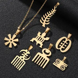 fashion African symbol stainless steel pendant necklace Adinkra Gye Nyame titanium steel African necklace