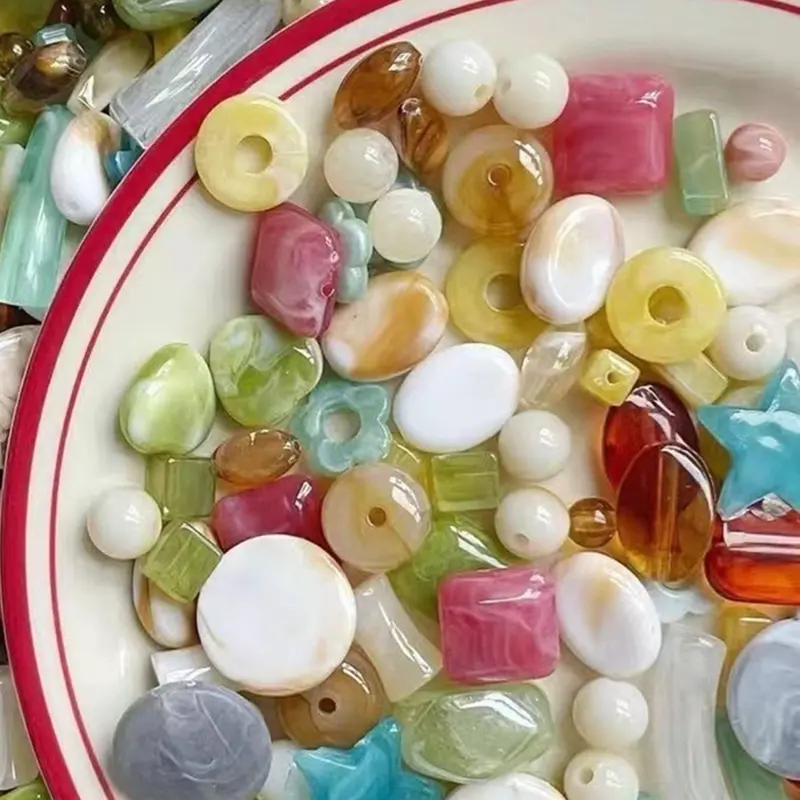 1.06oz Acrylic Beads Blind Box Bracelet Necklace Phone Chain DIY Materials, Diy Beading, Beading Supplies, Bead Assortment, Random Print, Contemporary Style, Craft Beads, Beads for Bracelets, DIY Mixed Beads