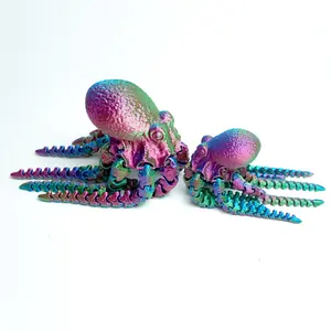 2pcs 3D printed octopus model toys, flexible joint animal doll statues, home and office desk decorations, holiday surprise gifts Ornaments Rgb