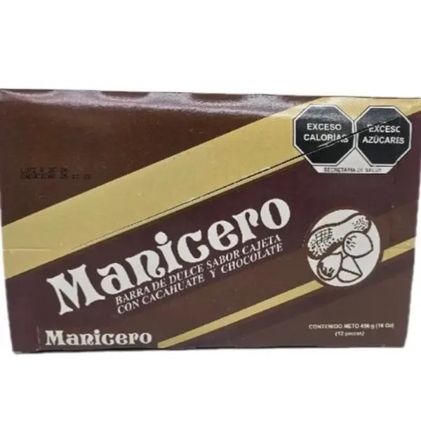 Manicero Barra De Dulce Sabor Cajeta Con Cacahuate Y Chocolate