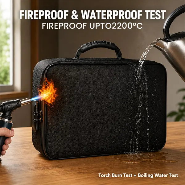 Fireproof Document Soft-Sided Bag with  Lock, Large Capacity Water-Resistant File Organizer for Passports, Certificates, Legal Papers and Valuables