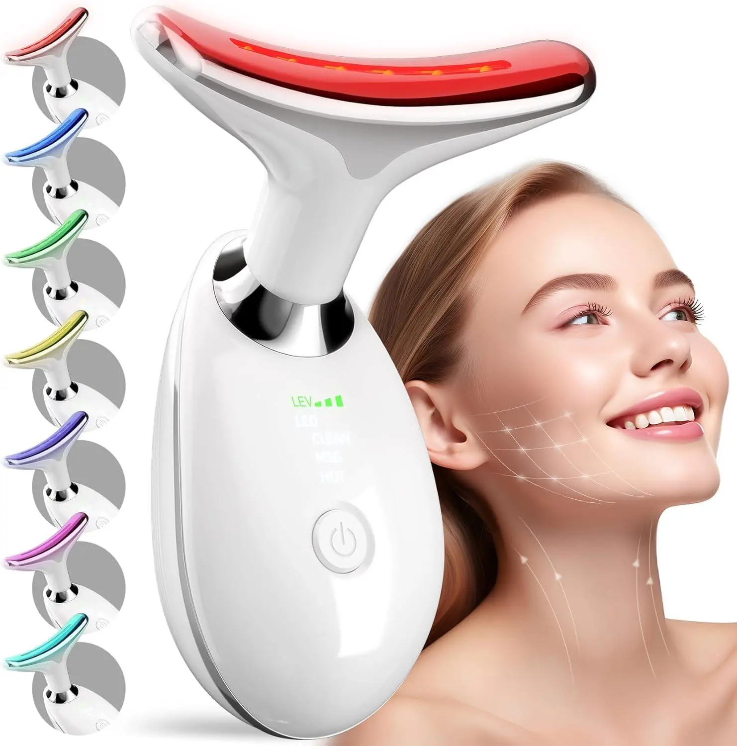 7 Color LED Vibrating Facial Massager, Portable Electric Face Massage Device for Facial Muscle Relaxation, Home Daily Face Care Tool