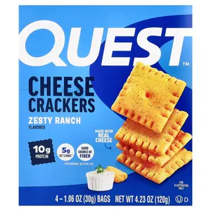 Quest Nutrition Cheese Crackers, Zesty Ranch, 4 Bags, 1.06 oz (30 g) Each