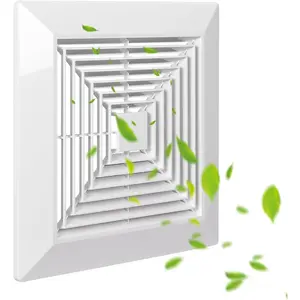 White 1 Piece ( 9 "x 9 "Inch) Bathroom Exhaust Fan Cover with Spring, Square Ceiling or Wall Mounted Exhaust Fan, Ceiling Fan, Grille, Air Diffuser, Diverter Ventilation Hood, Replacement Accessories