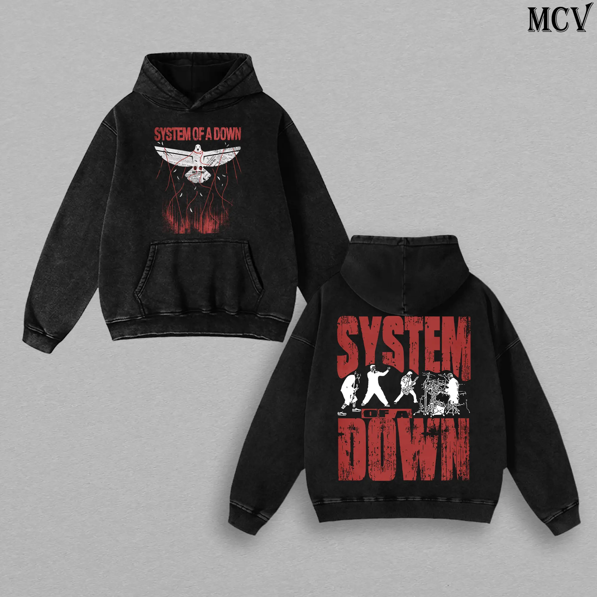 System of a Down SOAD Vintage Heavyweight Washed T-Shirt, Washed Hoodie, Sweatshirt Nu Metal Graphic Tee Music Lover Gift