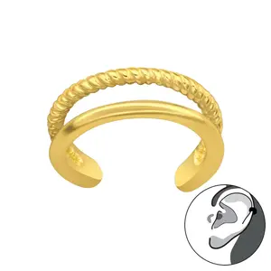 Gold Plated Double Line Ear Cuff 925 Sterling Silver