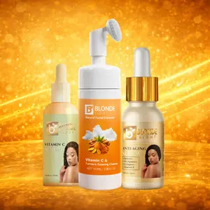 Blondelight 3-Piece Skincare Set – Turmeric Foam, Serum & Vitamin C for Glow Routine