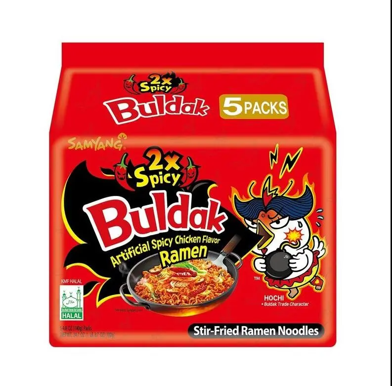 Samyang Buldak 2X Spicy Hot Chicken Flavor Instant Noodle, 5-Pack Pantry Food
