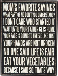 Primitives Mom's Saying List Box Sign