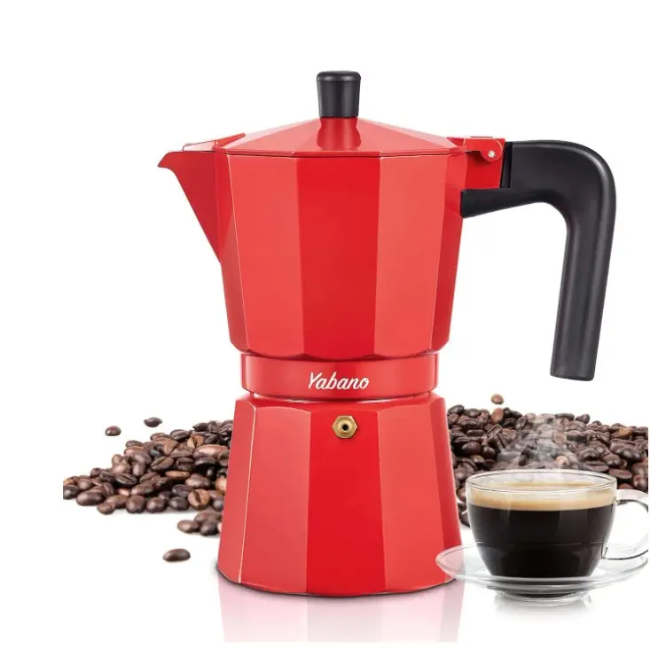 eemix Yabano Stovetop Espresso Maker, Moka Coffee Pot Italian Espresso For Gas Or Electric Ceramic Stovetop, Italian Coffee Maker For Cappuccino Or Latte