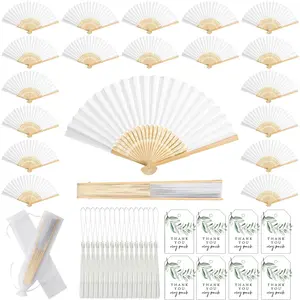 20pcs Bamboo Handheld Fans Wedding Favors, Includes Thank You Cards, Tassels, Gift Bags, Perfect for Party Guests and Bridal Shower Gifts, Decorations Supplies