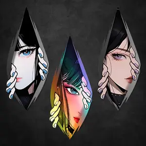 2PCS JDM Anime Girl Laser Eye Stickers, Waterproof 3D Design Suitable for Cars/electric Motorcycles - Unique Decorative Vinyl