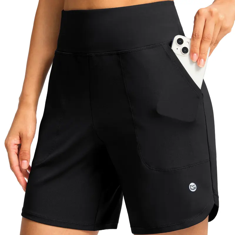 G Gradual Women's 6 in High Waisted Elasticity Sports Shorts - Athletic Fitted, Comfy, Quick Dry, Breathable, Dual Side Built-in Pockets, Everyday Active Athleisure Wear for Running, Yoga, Gym Bottoms