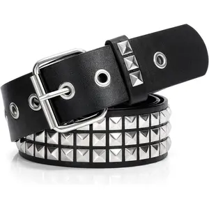 Studded Belt Metal Punk Rock Rivet Belts for Women/Men Punk Leather Belt Gothic Belt Accessories for Jeans Pants