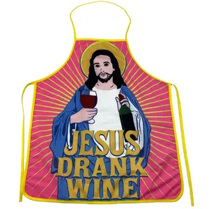 Jesus Drank Wine Apron Funny Religion Vino Wine Lover Graphic Novelty Kitchen Smock Funny Graphic Kitchenware Bakeware Wine  Funny Religious  Novelty Cookware Multi