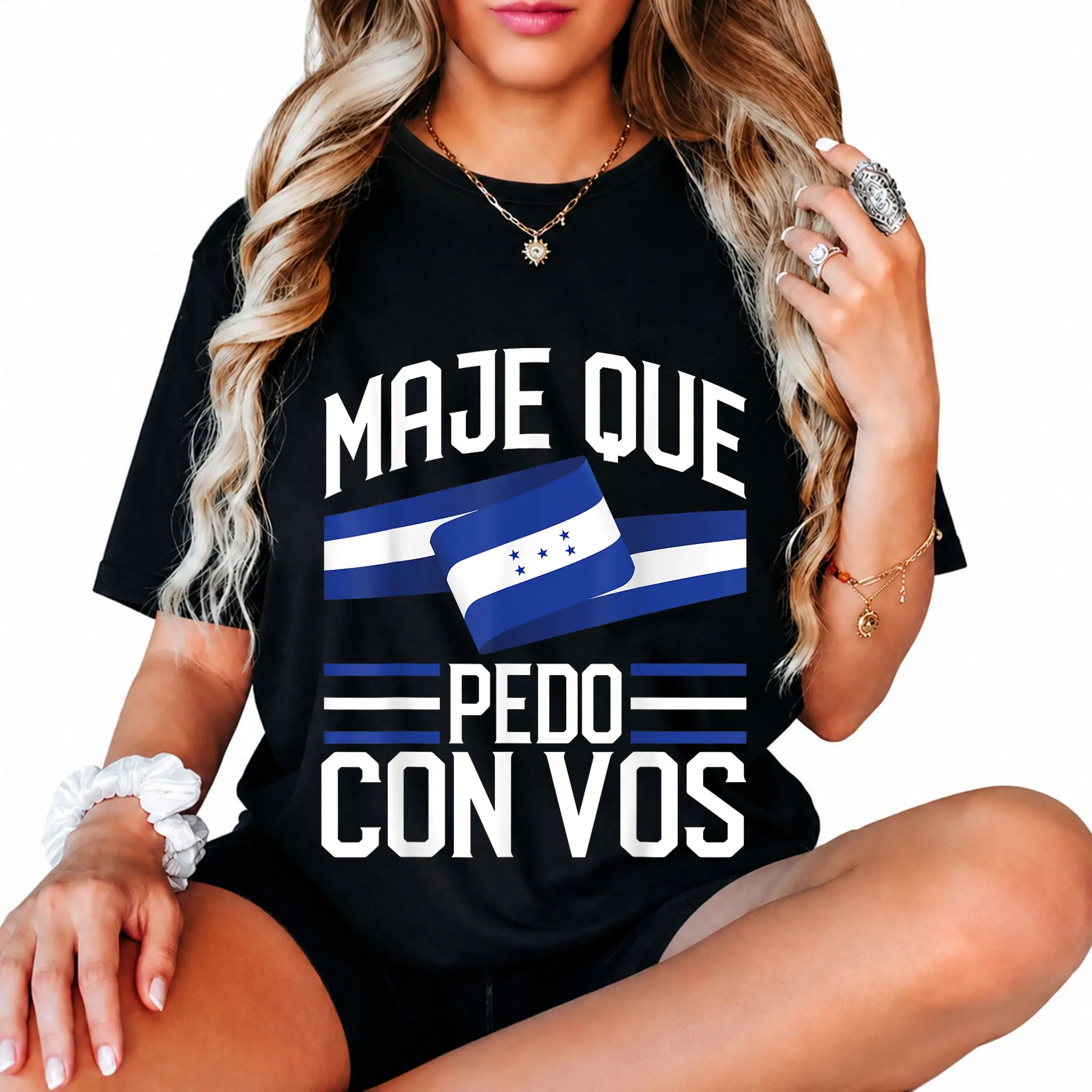 100% Cotton Honduras Flag T-Shirt with Round Neck and Short Sleeve Print, Catracho Pride, Maje Que Pedo Con Vos