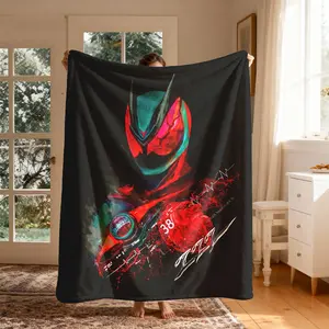 Masked Rider Zzz Theme Flannel Blanket, Large Size, Soft Lightweight Warm, Perfect for Bed Sofa Office Camping Travel Gift, Themed Blanket