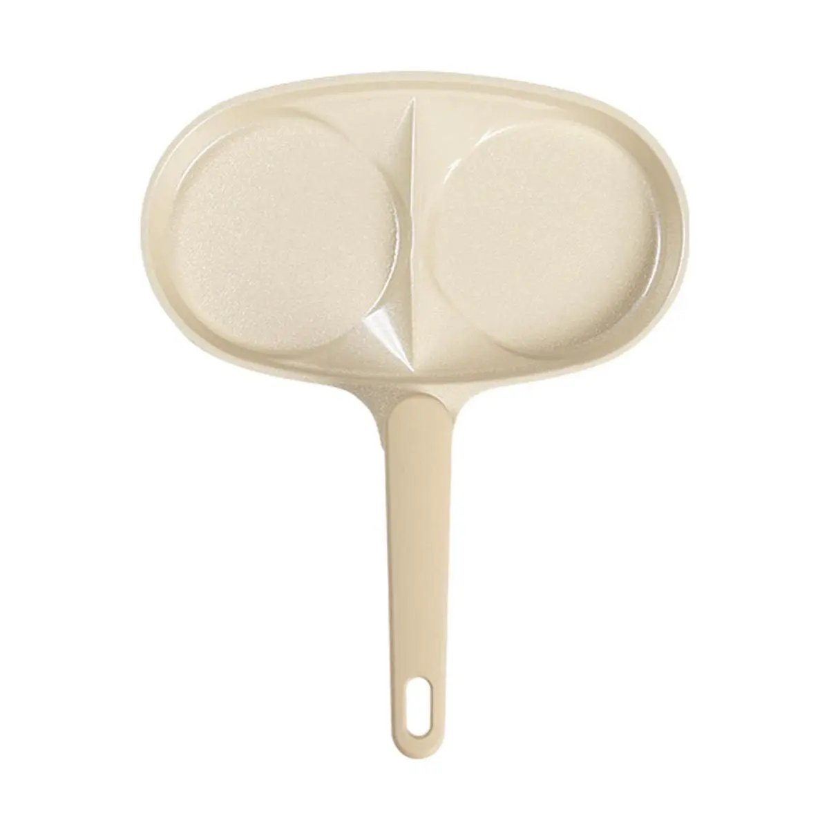 Truecook Beige Ceramic Non-Stick Double Egg Frying Pan, 25cm Burger Pan for Breakfast, Mini Omelette Skillet