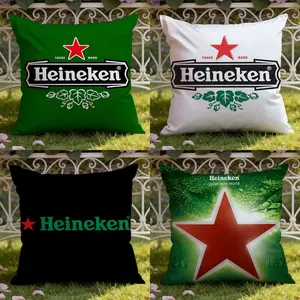 Heineken Cushion Cover Ultra-Soft Reversible Plush Pillow Cover Perfect for Car Rides Sofa Lounging Bedroom Relaxation Heartfelt Gift for Family & Friends