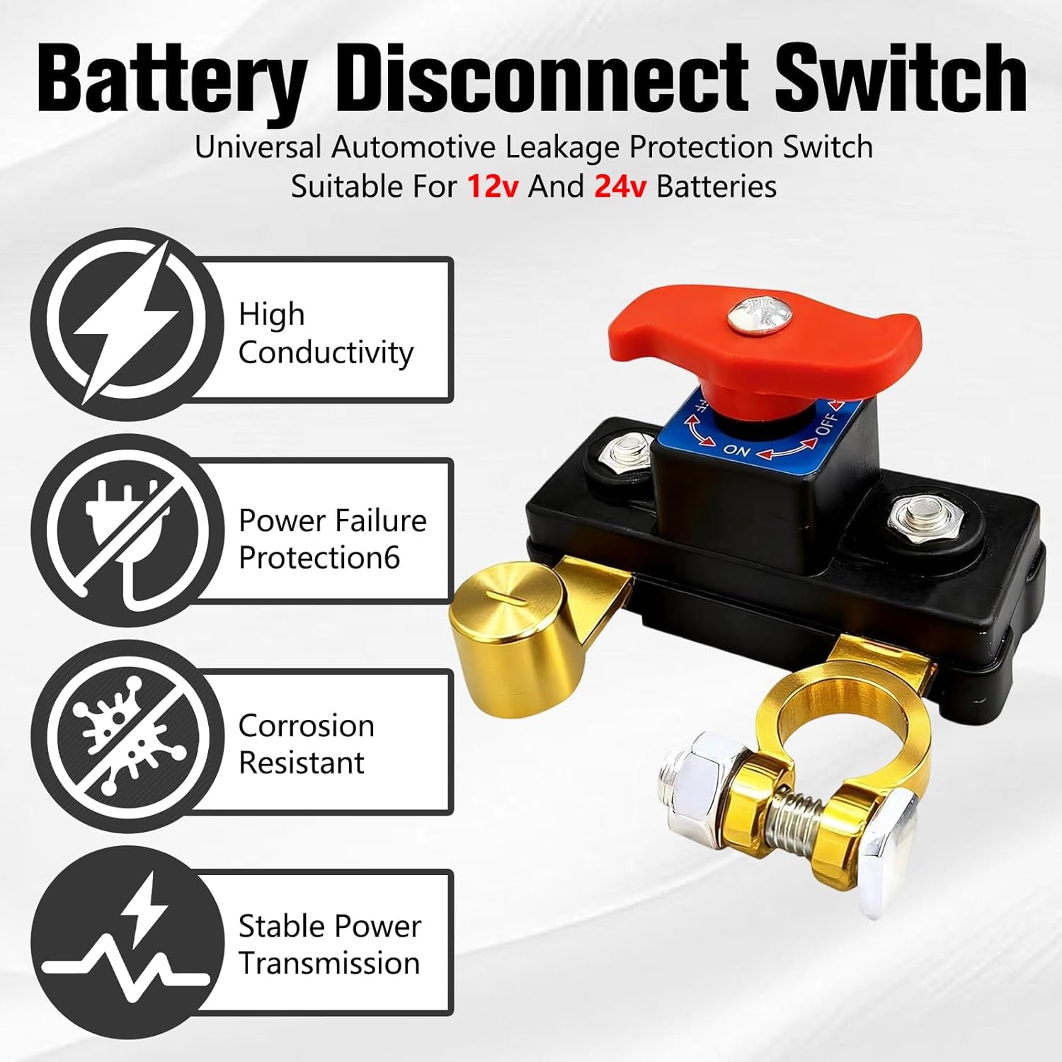 2PACK-Pure Copper Core Negative Battery Cut Off Switch, for Auto Electrical System Daily Use, Practical Circuit Control Accessory, Durable Safe Power Isolator Prevent Battery Power Loss
