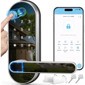 Keyless Entry Fingerprint Digital  Lock with Handle & Keypad: /Electric Lock with Code, App Control Biometric Deadbolt Door Knob for Front, Interior, Exterior & Bedroom Door ()
