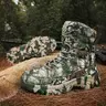 Men's Tactical Camouflage Cuban Boots - Lightweight Athletic, Comfortable All-Weather Work & Trekking Shoes with Anti-Slip Rubber Outsole Grips Mud, Adjustable Lacing Height, Fabric Upper for Rock Climbing Gear, Laces Outdoor Shoes